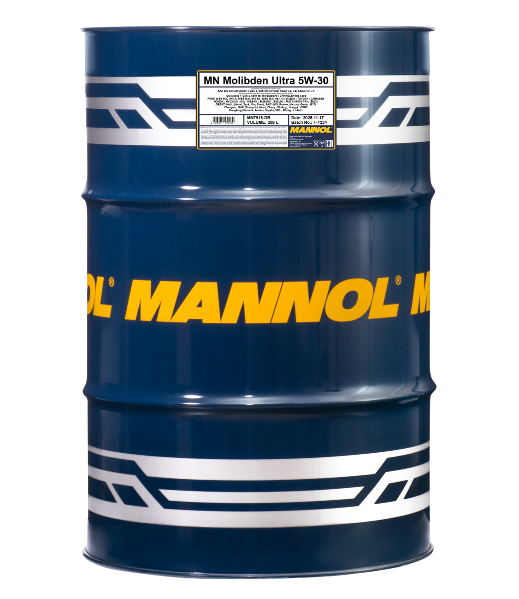 7916-060 масло мот.синт. Molibden Ultra 5W-30  (60л) MANNOL; API SQ ILSAC GF-7A