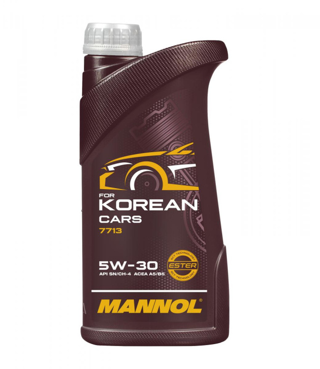7713-001 масло мот.синт. For Korean Cars 5W-30 (1л) MANNOL; API SN/CH-4 ; ACEA A5/B5