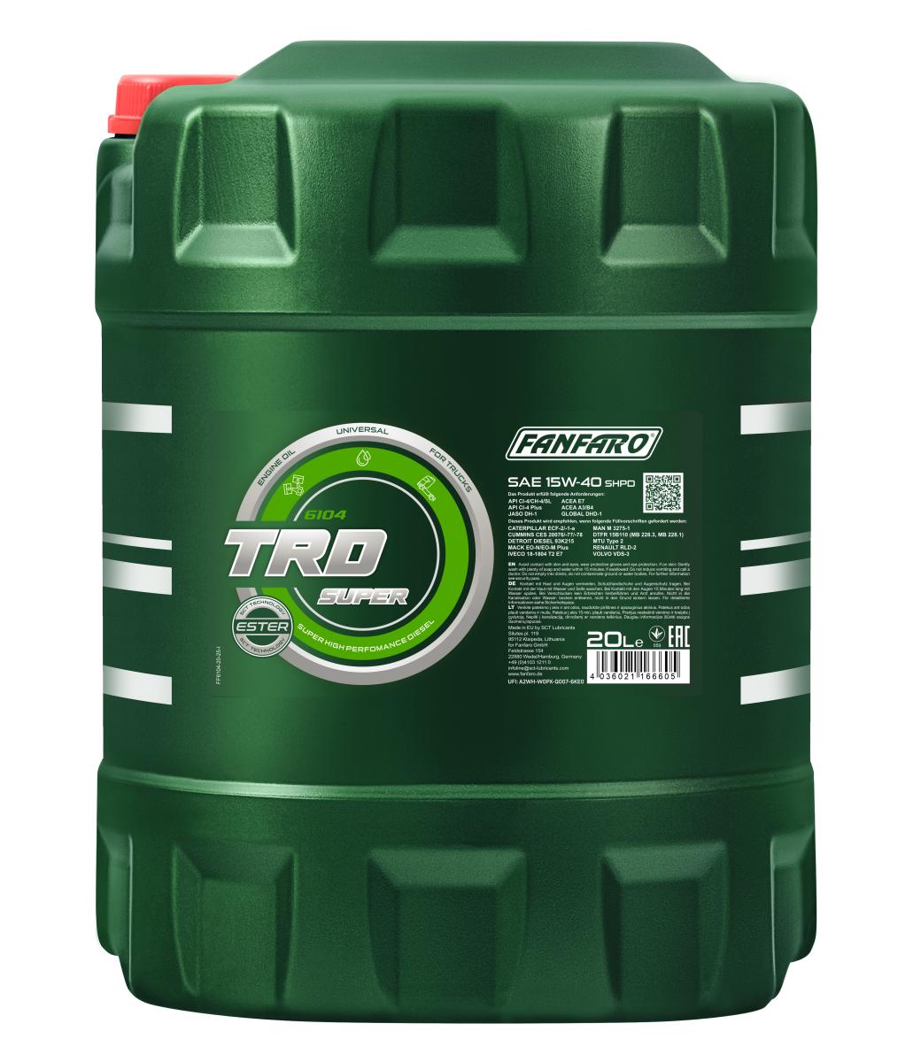 6104-020 Масло моторное минеральное TRD SUPER SHPD SAE 15W-40 (20л.) FANFARO