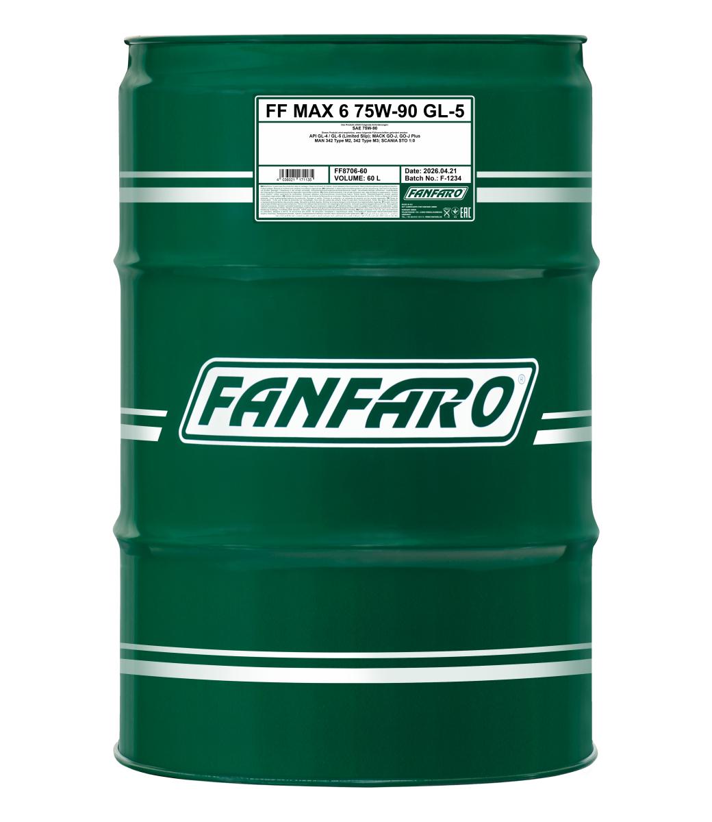 8706-060 Масло для МКПП (синт.) MAX 6 75W-90 GL-4/GL-5 (60л.) FANFARO