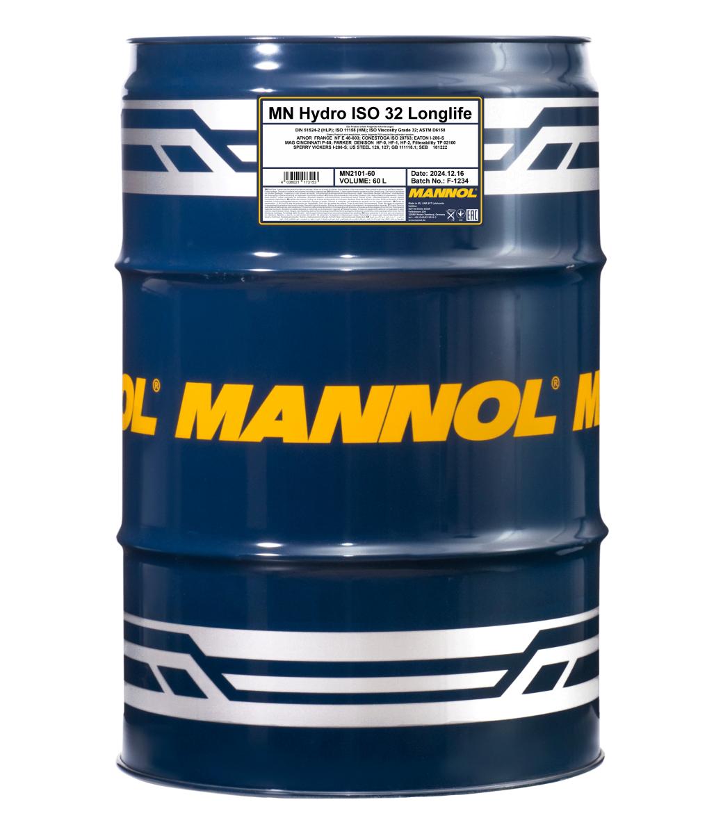 2101-060 Гидравлическое масло Hydro ISO 32 Longlife (60л) MANNOL
