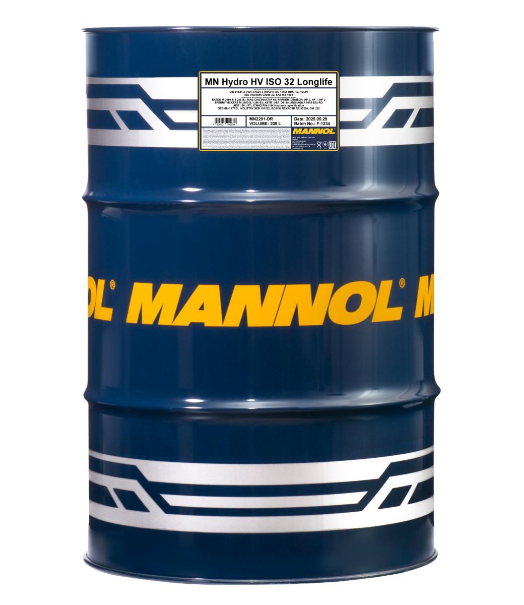 2201-208 Гидравлическое масло Hydro HV ISO 32 Longlife (208л) MANNOL