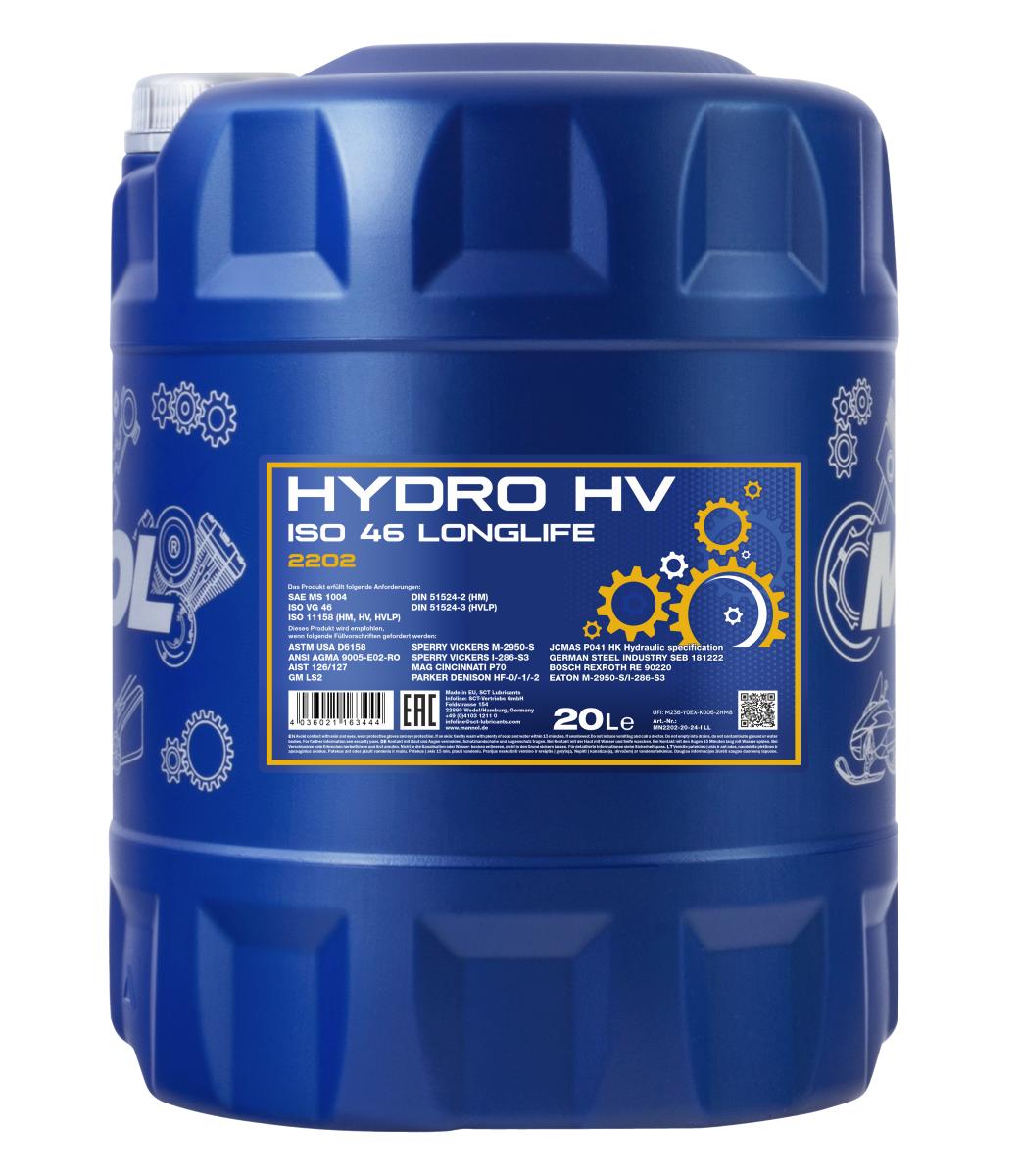 2202-020 Гидравлическое масло Hydro HV ISO 46 Longlife (20л) MANNOL