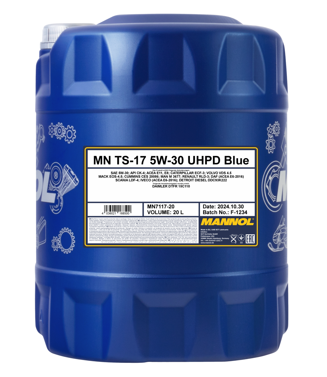7117-020 Масло моторное синтетическое TS-17 UHPD 5W-30 Blue UAE (20л) MANNOL