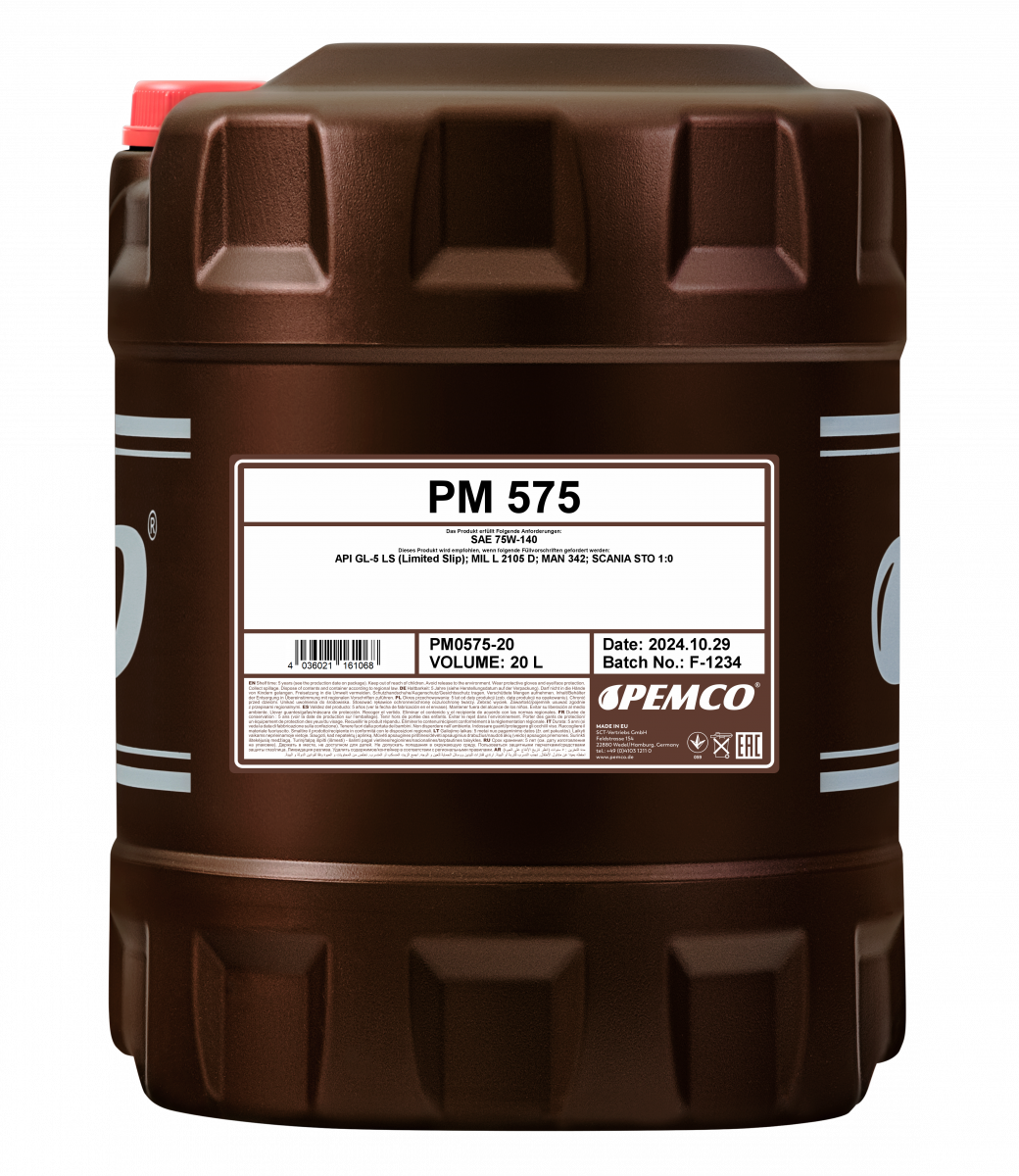 Масло синтетическое д/автоматических трансмиссий 575 SAE 75W-140 API GL-5 LS (20л) Pemco