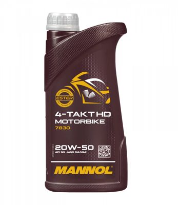 7830-001 масло мот.п/синт. 4-Takt Motorbike HD 20W50 (1л) MANNOL; API SL JASO MA/MA2