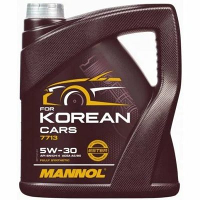 7713-004 масло мот.синт. For Korean Cars 5W-30 (4л) MANNOL; API SN/CH-4 ; ACEA A5/B5